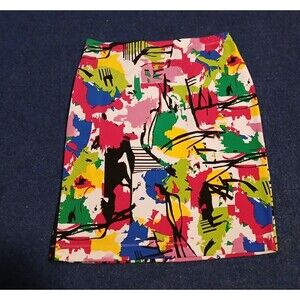 Grace Elements Midi Skirt  Artsy Azalea Combo Geometric Pattern Medium NWOT